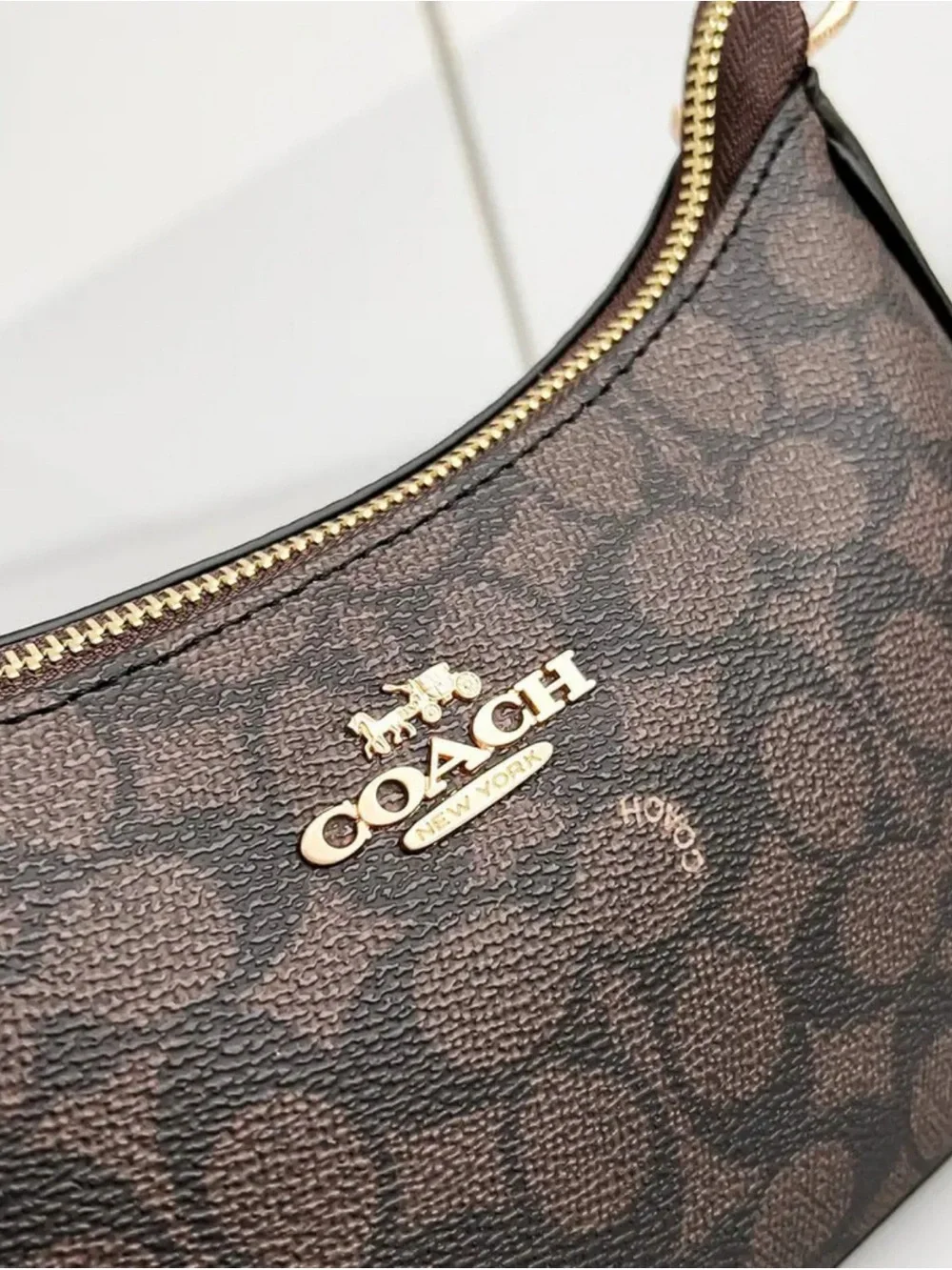 Coach Dark Brown Signature Chain Shoulder Crossbody